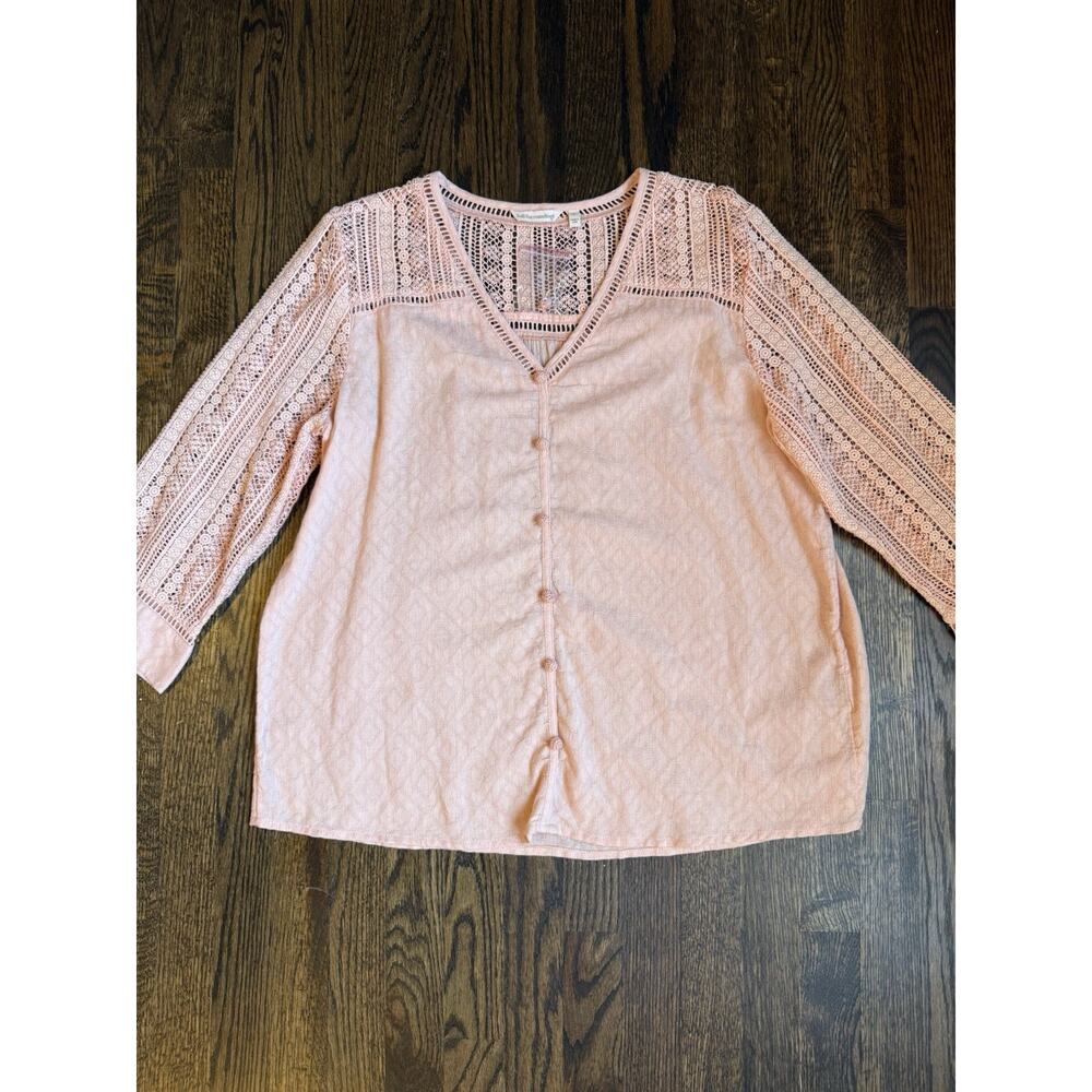 Soft Surroundings 100% Cotton L Pink Blouse New